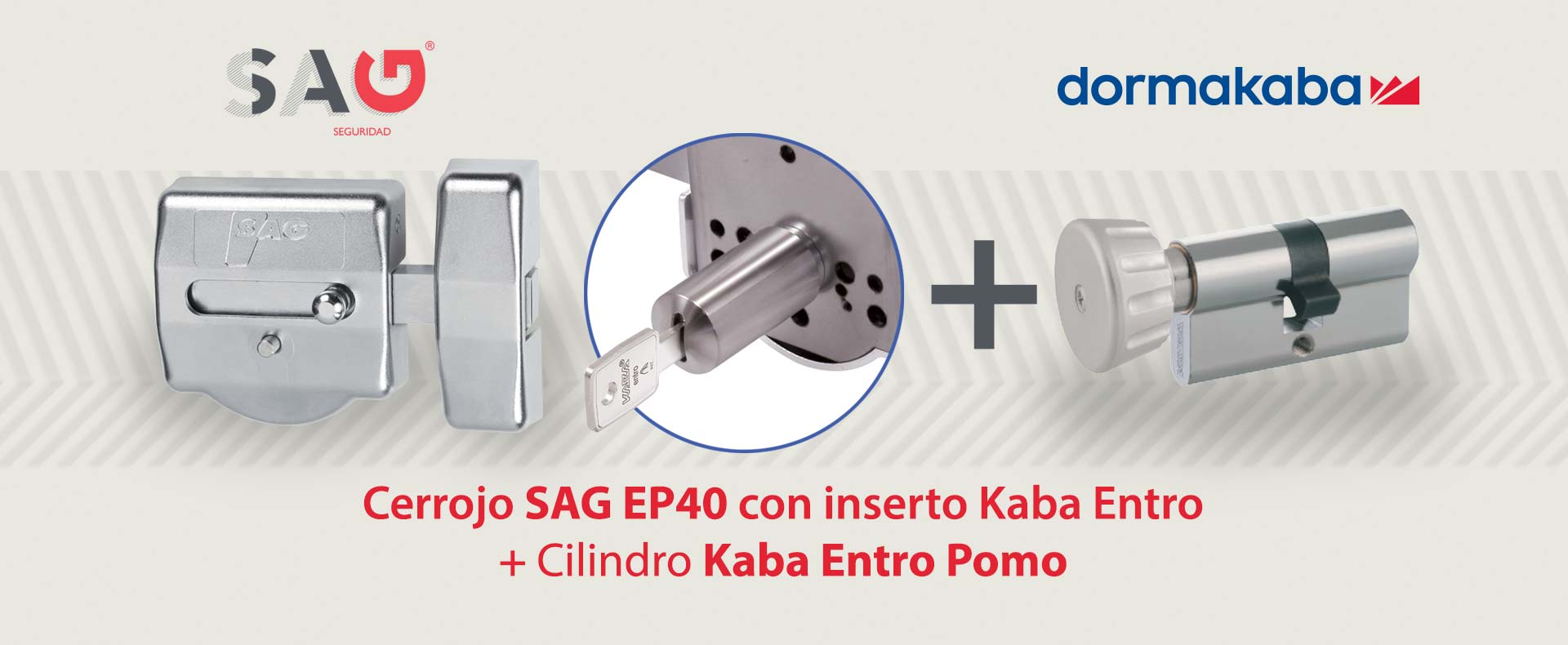 Cerrojo EP40 con inserto Kaba mas cilindro pomo Kaba